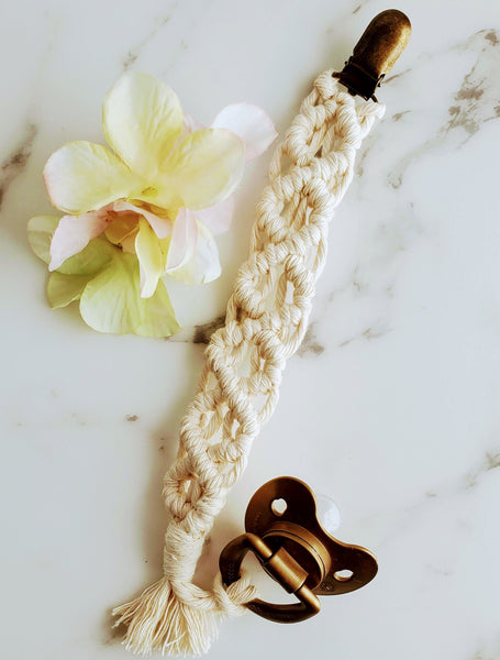 Macrame Pacifier or Toy Clip
